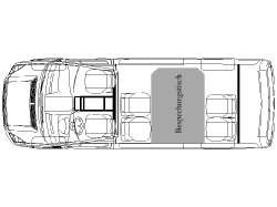 ELW1 Modell SiegenVolkswagen Crafter 3640mm Radstand  / Mercedes Benz Sprinter 3665mm Radstand2 Einzelsitze in Front, 2er Sitzbank gedreht, Sitzabstand und Tischbreite 116cm, 2er Sitzbank, 50cm Geräteraum (8)